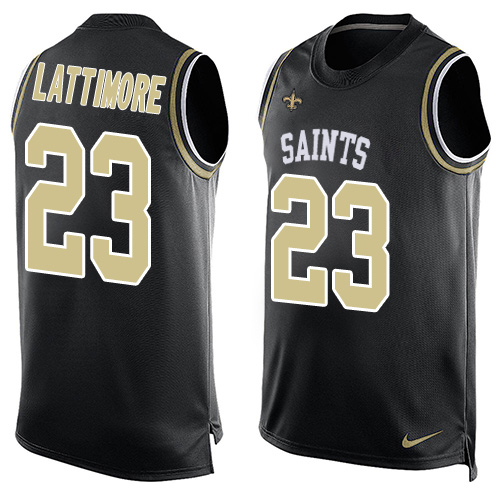 Nike Saints #23 Marshon Lattimore Black Team Color Men's Stitched NFL Limited Tank Top Jersey - Click Image to Close